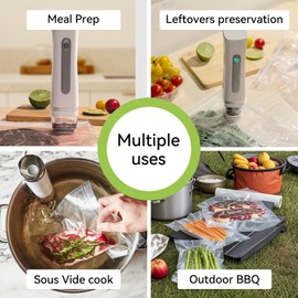 Compact Vacuum Sealer Machine for Food, Portable Handheld Food Saver with 30 Reusable Vacuum Storage Freezer Bags, Suitable for Kitchen Leftover Preservation, Sous Vide Cook, Meal Prep, Outdoor BBQ