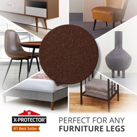 X-PROTECTOR Felt Furniture Pads - 56 PCS 3/4" - Felt Pads Floor Protectors - Chair Felt Pads - Felt Pads for Furniture Feet - Furniture Pads for Hardwood Floors - Protect Your Floors! (Brown, Round)
