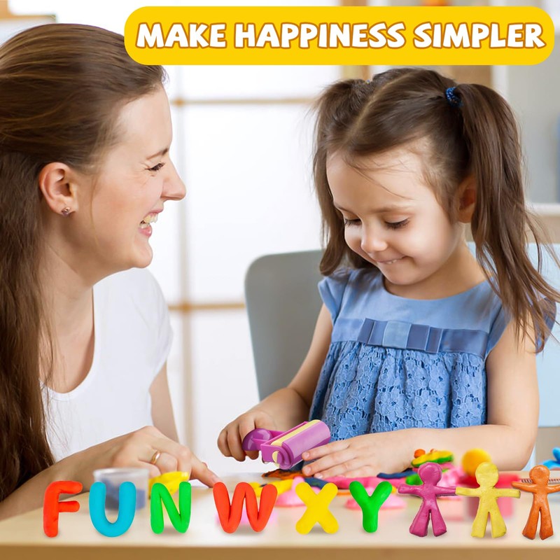DOITEM Play Dough Tools Set for Kids Letter Molds,Numeral Molds