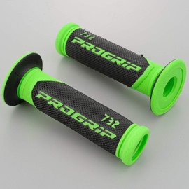 Daytona 98097 Bike Grip, Handle Diameter, 0.9 inches (22.2 mm), Vibration Resistant Gel, End Penetration, PROGRIP 732 Type, Black/Green