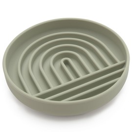 Should We Go? Slow Feeder for Dogs & Cats, The Slowdown Bowl Silicone Slow Eating Mealtime Solution with Modern Lick Mat Design, Reduces Gulping, Fits 1 Cup, 6” Across x 1.25” Tall, Small-Sage