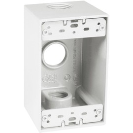 TayMac SD375WH Weatherproof Box, 1-Gang, (3) 4-Inch Outlets, Deep, White