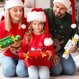 Motipuns 12 Pcs Christmas Surprise Money Pull Pouch Christmas Holders for Cash Gift Xmas Candy Money Holder Ornaments Gift Funny Ways to Give Cash for Kids Adults, 4 Styles (Novelty)