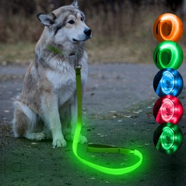 Candofly Glowing LED Dog Leash - USB Rechargeable Pet Dog Leashes 4 Ft Lighted Dog Lead Reflective Dog Leash Dog Lights for Night Walking Keep Your Pets Visible & Safe in Dark (Neon Green)