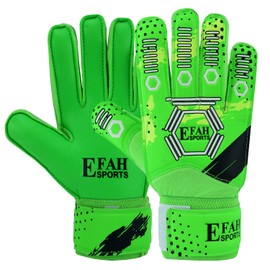 EFAH SPORTS Goalkeeper Gloves for Children, Boys, Girls, Football Gloves with Super Grip Palms (Green, 6)