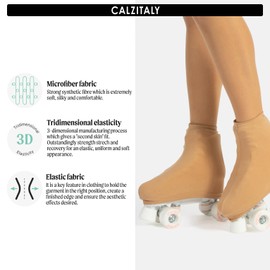 CALZITALY Skate Covers, Women's & Girls' Roller & Ice Skating Wear, 70 DEN, Skin+Black, 10-13, Made In Italy