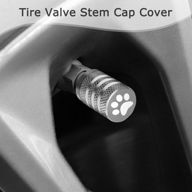 Tire Valve Caps Stem Cover, 5Pack Tire Air Valve Cover with Plastic Liner Leak-Proof, Aluminum Alloy Anti Corrosion Paw Print Valve Caps for Bike Bicycle Cars Truck Motorcycle Vehicle, Grey