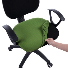 smiry Stretch Jacquard Office Computer Chair Seat Covers, Removable Washable Anti-dust Desk Chair Seat Cushion Protectors - Olive Green