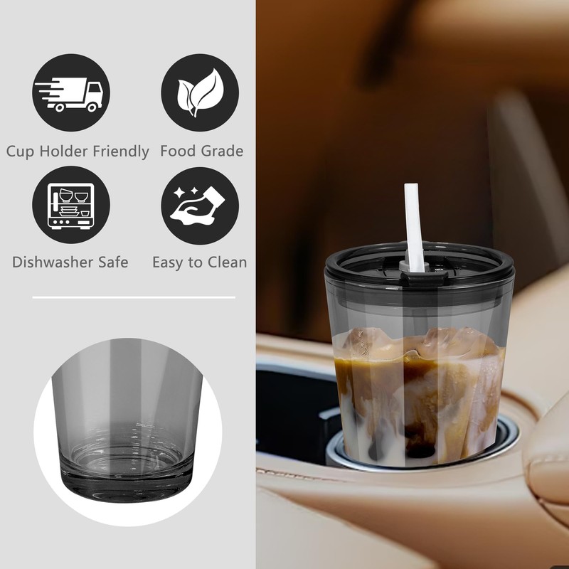 Icesip 15oz Glass Iced Coffee Cup Set of 2 with