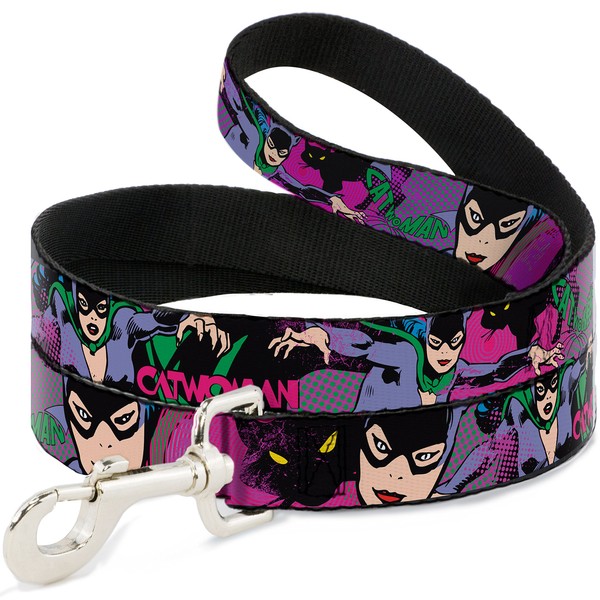 Buckle-Down Pet Leash - CATWOMAN Poses w/Cat - 4 Feet Long - 1" Wide