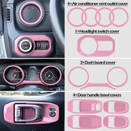 LAIKOU 21PCS Full Set Interior Decoration Trim Kit fit for Jeep Wrangler JL JLU 2018-2023 & Gladiator JT | Air Conditioning Vent Door Handle Speaker Light Headlight Switch Cover (Baby Pink)