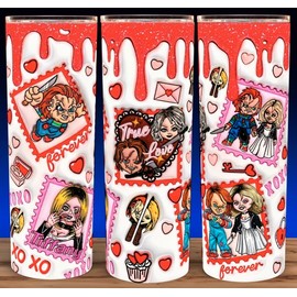 Unbranded Chucky and Tiffany Child's Play Puffy 3D ValentinesCup Mug Tumbler 20 oz