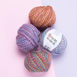 YarnArt Tropical Yarn - Variegated Fine Cotton Yarn, 50g/174yds, Soft, Amigurumi, Crocheting, Turkish, 55% Cotton - 45% PAC (Poliacrylic)