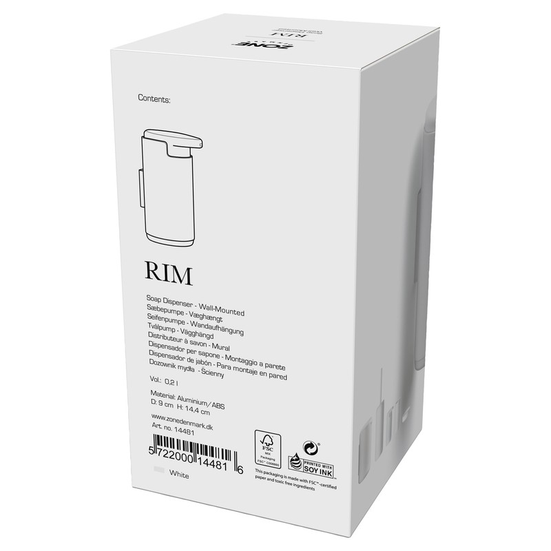Zone Denmark Rim Wall Mounted Soap Dispenser Diameter 8.5 cm