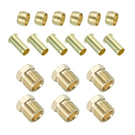PATIKIL 8mm ID 6mm OD Tube Compression Assortment Kit, 12 Set Brass Compression Sleeve Ferrule & Insert & Nut for Water Oil Air Pipe