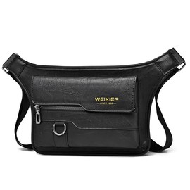 A-QMZL Shoulder Bags Men's Handbags Shoulder Bags Messenger Bag PU Leather Business Travel Crossbody Bag Satchel Casual Man Bag Waterproof Fashion Retro Multi Pockets Sling Bag Daily Use (black)