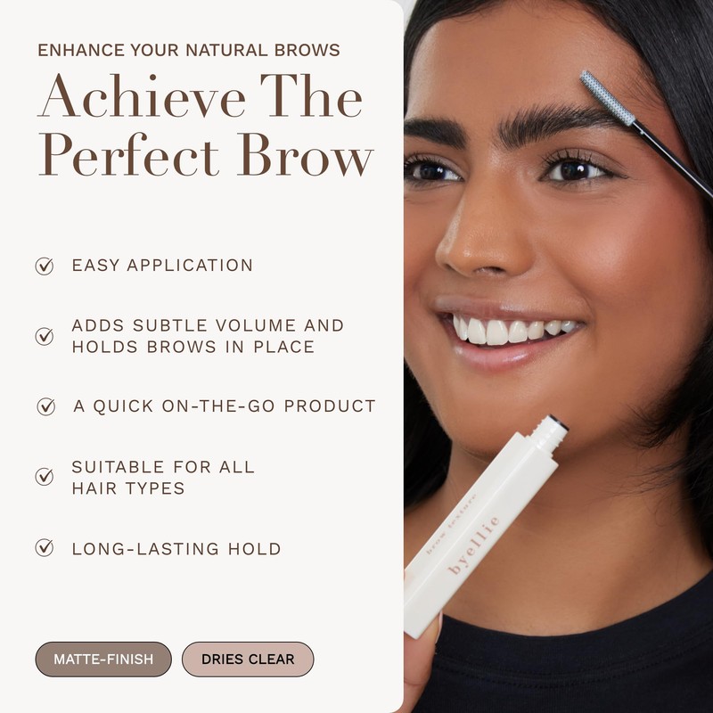 Byellie Brow Texture 12ml, Soft-Hold, Texturising Clear Eyebrow Gel, Define