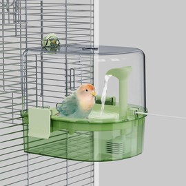 YOOSO WING Automatic Bird Baths for Cage – Indoor Parakeet Bath with Pump, Bird Shower with 2 Modes Running Water, Bird Cage Accessory for Pet Birds Conure Budgies Cockatiels Lovebird(Green)