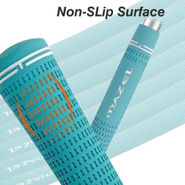 MAZEL Golf Grips Non-Slip All Weather Performance Comfort Rubber Grips for Irons, Wood and Drivers (Mid, Light Blue (10 Pieces)