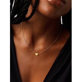 U7 Dainty Initial B Necklace for Women,14K Gold Initial Heart Necklace,Tiny Letter B Necklace