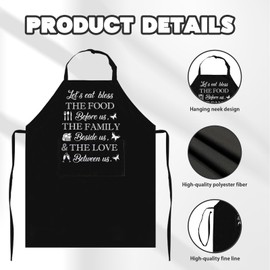 Cooking Aprons for Men Women, Funny Aprons for Men, Adjustable Mens Grilling Apron with Pocket, Kitchen Chef Apron for Man, Funny Gifts for Man BBQ Waterproof Oil Proof Let’s Eat Bless the Food