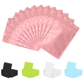 Rimiko 100pcs Resealable Opaque Pink Ziplock Bags, Reusable Flat Small Mylar Bag, Aluminum Foil Sample Bags with Matte Color Packaging for Food Storage (Pink, 2.8"x 3.9")