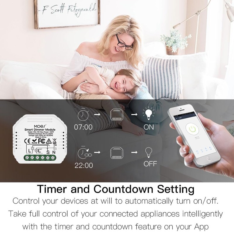 MOES Tuya WiFi Smart Light LED Dimmer Switch Module, Smart
