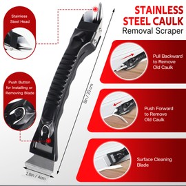 Silicone Caulking Tool Kit, Caulk Remover Tool, Putty Knife Scraper, 3 Glass Glue Corner Scrapers, Grout Removal Tool with Stainless Steel Head for Kitchen Bathroom and Window