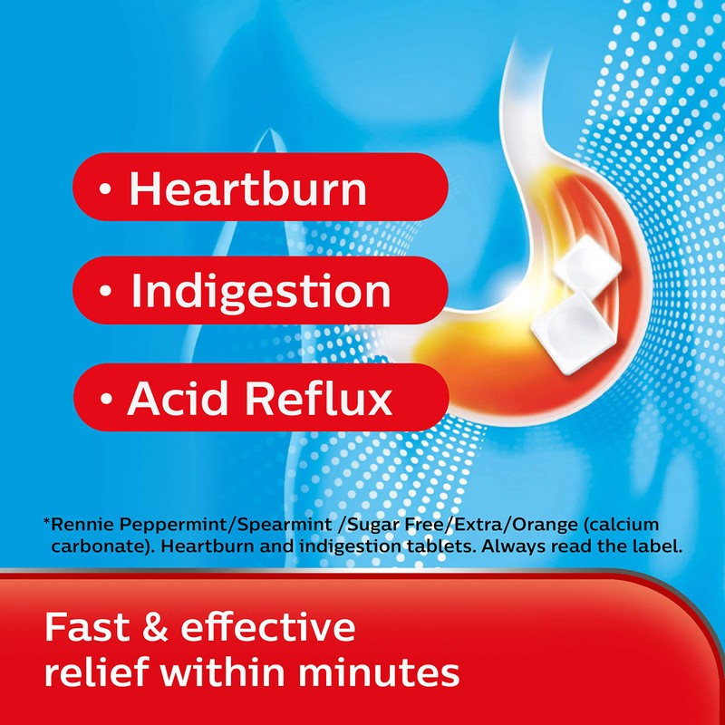 Rennie Peppermint Heartburn Tablets | Heartburn Relief | Indigestion Relief