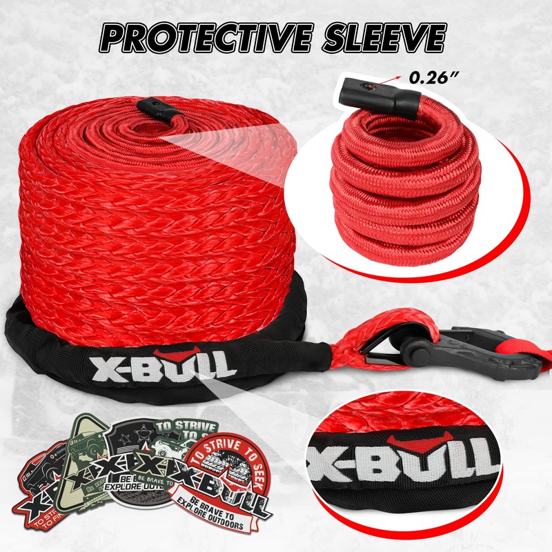 X-BULL Synthetic Winch Rope - Cable Kit -1/2" X 85ft