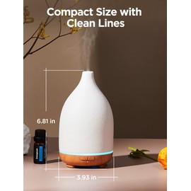 InnoGear Oil Diffuser, 150ML Ceramic Diffuser for Essential Oils Handcrafted Aromatherapy Diffuser Ultrasonic Cool Mist Humidifier with 2 Mist Modes Waterless Auto Off for Room Office, White