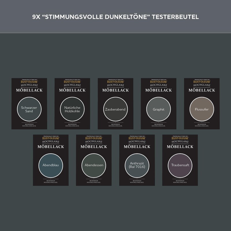 Rust-Oleum Möbellack Testerbox - Stimmungsvolle Dunkeltöne - Hochglanz