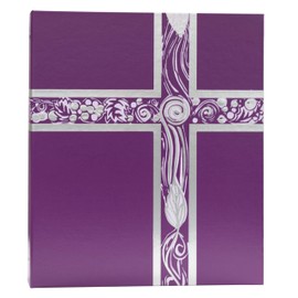 Violet Ceremonial Binder with Silver-Tone Foil | 1 Inch Spine | Three Ring with Interior Pocket | Purple Liturgical Color for Advent, Lent, and Funerals | Perfect for Holding Readings or Sheet Music