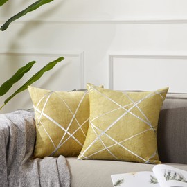 GIGIZAZA Cushion Covers 26x26 Inch Decorative Square Yellow Throw Pillow Cases 60x60 cm for Bedroom Sofa Living room,Set of 2