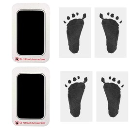 ZHIYE Baby Footprint & Handprint Kit – 2 Black Inkless Print Pads Plus 4 Imprint Cards, 100% Clean-Touch Ink Pad for Newborns, Perfect Family Keepsake Gift for Printing Touch Imprints