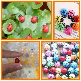 HOMSFOU Artificial Moss 80pcs Tiny Resin Bees Ladybugs Colorful Ladybugs Charm Mini 3D Resin Bee Ornaments for DIY Craft Fairy Garden Micro Landscape Decor Desktop Decor