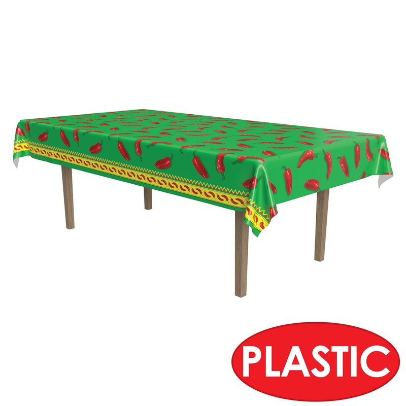 Beistle Chili Pepper Tablecover, 54” x 108” – Plastic Table