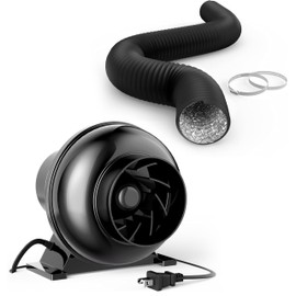 iPower 4 Inch 195 CFM Inline 8 Feet Ducting, Ventilation Equipment System Kit Combo for Greenhouse, Grow Tent, Basement, Kitchen, Black