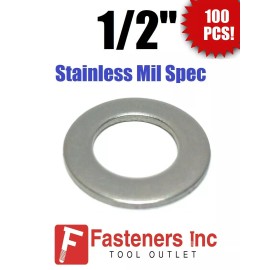 Brighton (Qty 100) 1/2" ID x .875 OD x 1/16" Stainless Steel AN Flat Washer Series 9C816