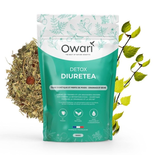OWARI DIURETEA - Powerful Drainage Herbal Tea with Diuretic Plants - Drainage and Dry Tea - Powerful Anti-Water Retention Herbal Tea - Loose Tea 100 g - 100% Natural and Made in France