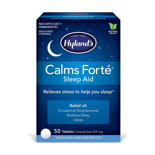 Sleep Aid Tablets, Calms Forte by Hyland's, Natural Anxiety, Stress, and Insomnia Relief Supplement, 50 Count