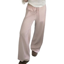 codcm Womens Comfy Pajama Pants Striped Low Waisted Lounge Pants Elastic Waist Drawstring Long Trousers