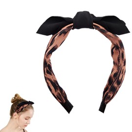 Cheetah Print Headband Hair Bands for Women's Hair Leopard Headband Hair Accessories for Women Girls Knotted Bow Head Band Hairband for Girls Women Vintage Wide Hair Hoops for Women Girls