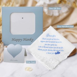 PACGOTH Wedding Handkerchiefs Mother Father of the Bride Gifts, Mother of the Groom Gifts Embroidered Hankies On Wedding Day (Gift for Grandpa)