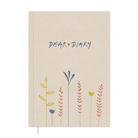 Eine der Guten Diary - Dear Diary - A5 Notebook Journal for Adults and Teenagers, 92 Pages Lined, Soft Cover, 120 g FSC Paper, Cream Beige, Flowers