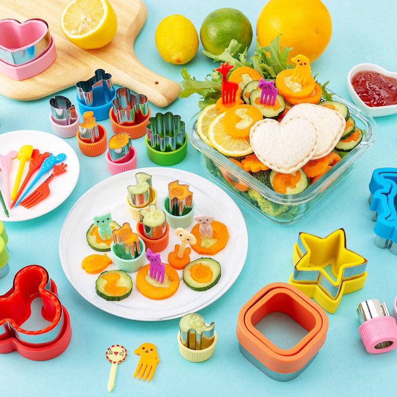 Nifogo Cookie Cutters Children's Bread and Vegetables 48 Pieces, Mickey