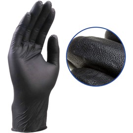 Black Nitrile Glove,Disposable,Heavy Duty 6.0 grams,Tough and Strong,Powder Free,Non-Sterile,Textured Fingertips,Food Safe,Box of 100 PCS