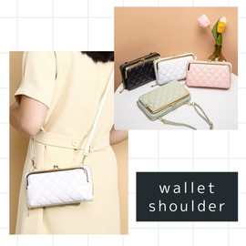 ALVEIN Wallet Pochette Shoulder Bag Crossbody Pouch Travel Business Trip Hospital Wallet, Long Wallet, Mobile Pouch Sideways Wallet, Shoulder Quilting, Pink