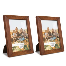 Renditions Gallery 5x7 inch Picture Frame Set of 2 High-end Modern Style, Made of Solid Wood and High Definition Glass Ready for Wall and Tabletop Photo Display, Walnut Frame