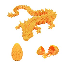 Creativity 3D Printed Dragon Eggs with Dragon Inside, 14Inch Crystal Dragon in Dragon Egg, Articulated Dragon, Fidget Toys for Executive Home Office Decor (Gold)
